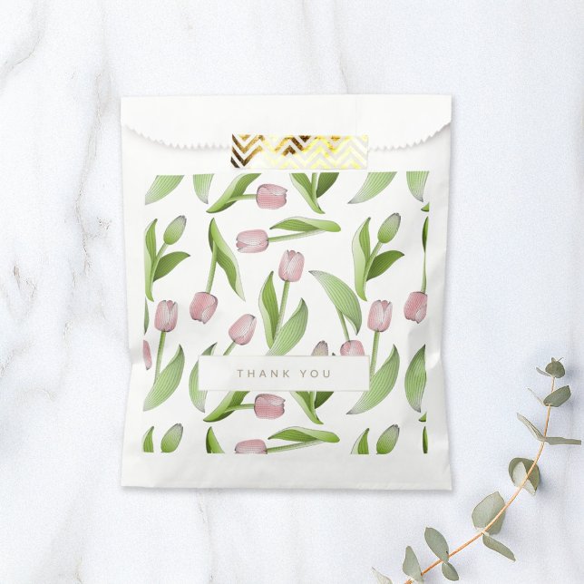 Personalized Modern Pink Tulip Flower Favor Bag (Creator Uploaded)