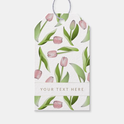 Personalized Modern Pink Tulip Gift Tags