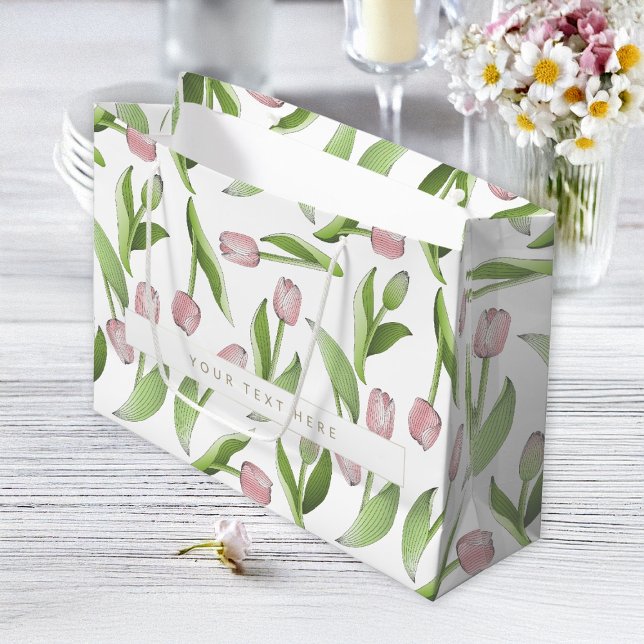 Personalized Modern Pink Tulip Large Gift Bag (Creator Uploaded)