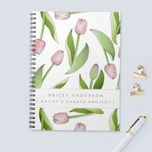 Personalized Modern Pink Tulip Notebook