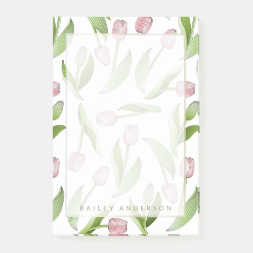 Personalized Modern Pink Tulip Post_it Notes