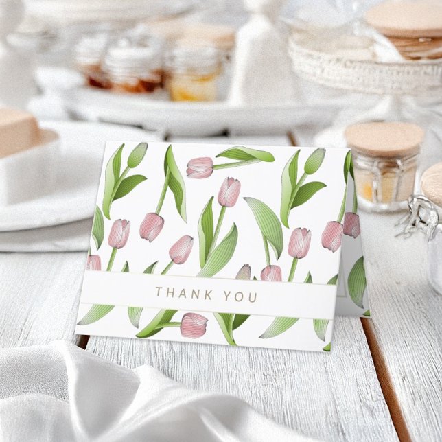 Personalized Modern Pink Tulip Thank You Card (Creator Uploaded)