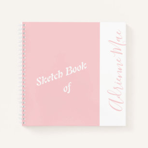 Personalized Modern Pink Your Name Sketchbook Notebook