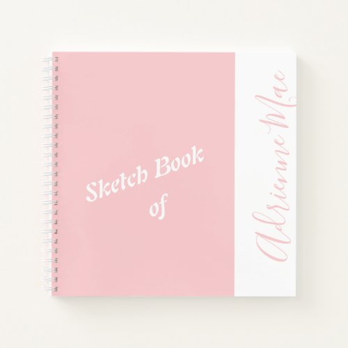 Personalized Modern Pink Your Name Sketchbook Notebook