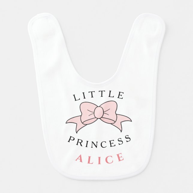 Personalized Modern Princess Baby Girl Bib (Front)