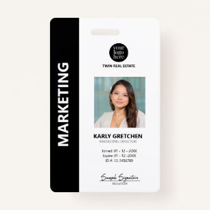Personalized Modern Professional Employee ID Black Badge