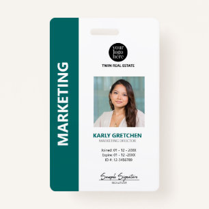 Personalized Modern Professional Employee ID Green Badge