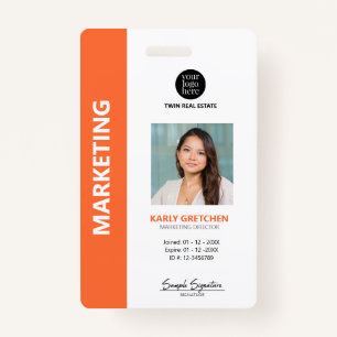 Personalized Modern Professional Employee Orange Badge