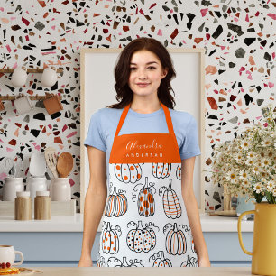 Personalized Modern Pumpkin Pattern Apron
