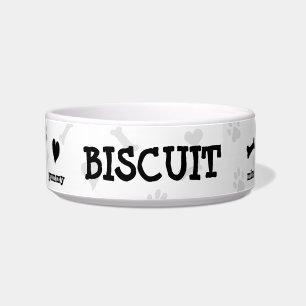 Personalized Modern Pup Icon Dog Feeding Bowl