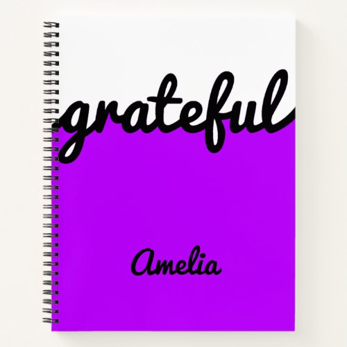 Personalized Modern Purple Black and White Notebook