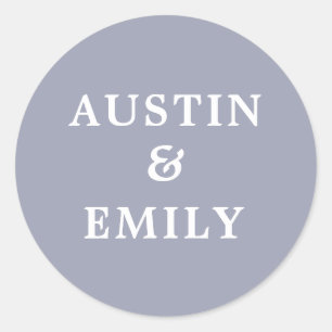 Personalized Modern Purple Wedding Classic Round Sticker