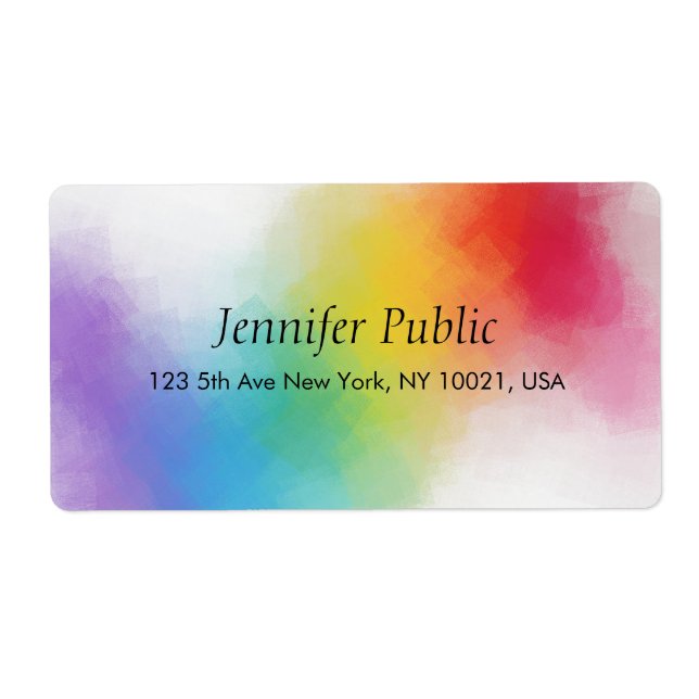 Personalized Modern Rainbow Colors Template Label (Front)