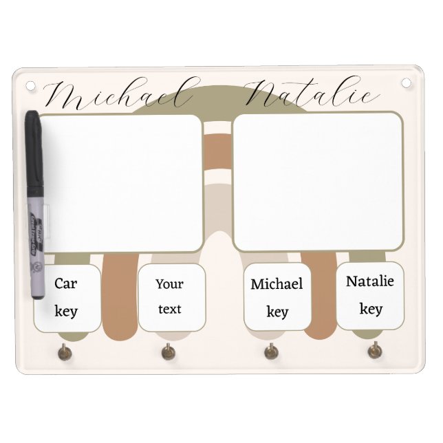 Personalized Modern rainbow earthy pink girly chic Dry Erase Board With Keychain Holder (Front)