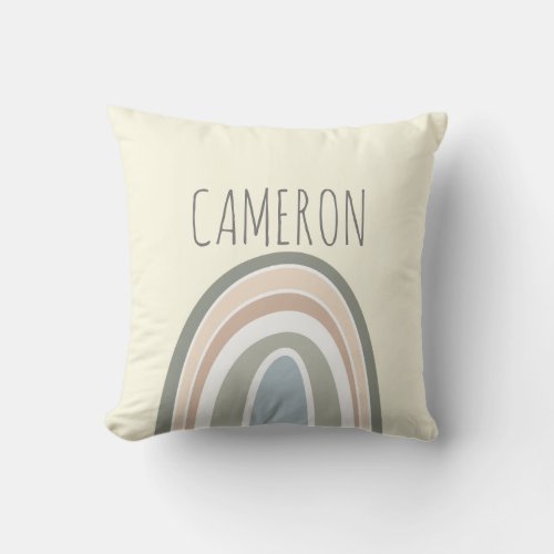 Personalized Modern rainbow illustration yellow Throw Pillow