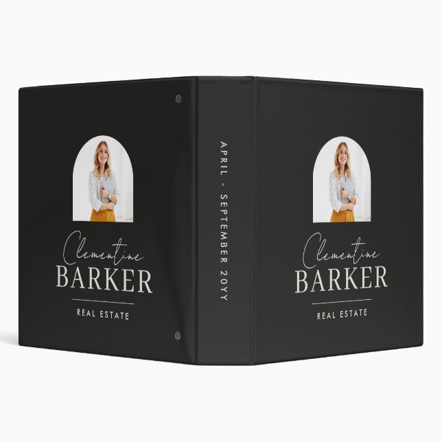 Personalized modern Real Estate Agent Photo 3 Ring Binder (Background)