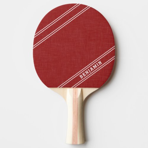 Personalized Modern Red and White Player Name Ping Pong Paddle