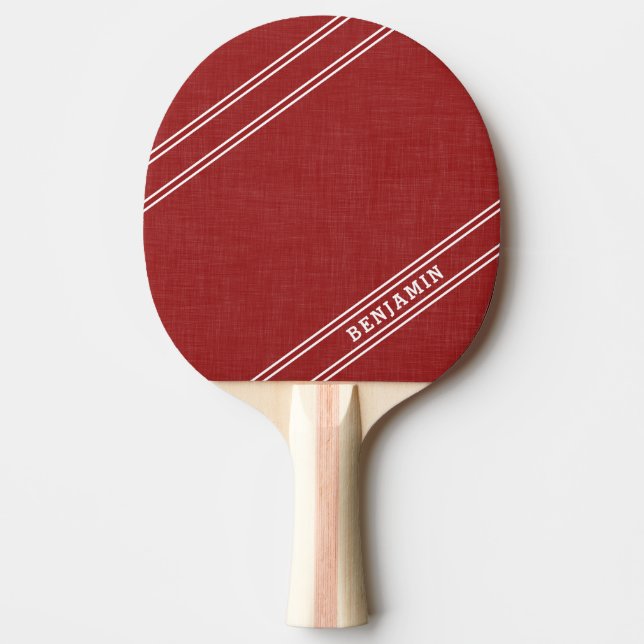 Personalized Modern Red and White Player Name Ping Pong Paddle (Front)