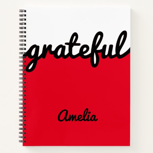 Personalized Modern Red Black and White Notebook