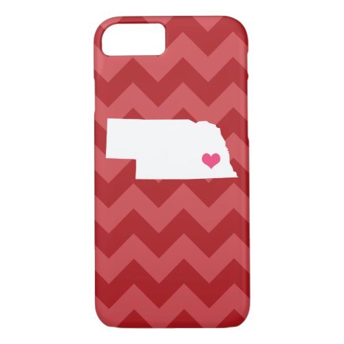 Personalized Modern Red Chevron Nebraska Heart iPhone 87 Case