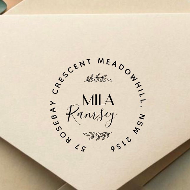 Personalized Modern Return Address Botanical Rubber Stamp (Creator Uploaded)
