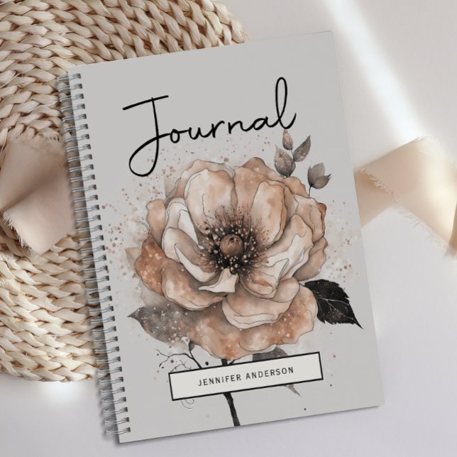 Personalized Modern Rose Gold Floral Journal  (Creator Uploaded)