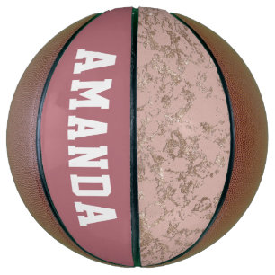 Personalized Modern Rose Gold Girl Basketball