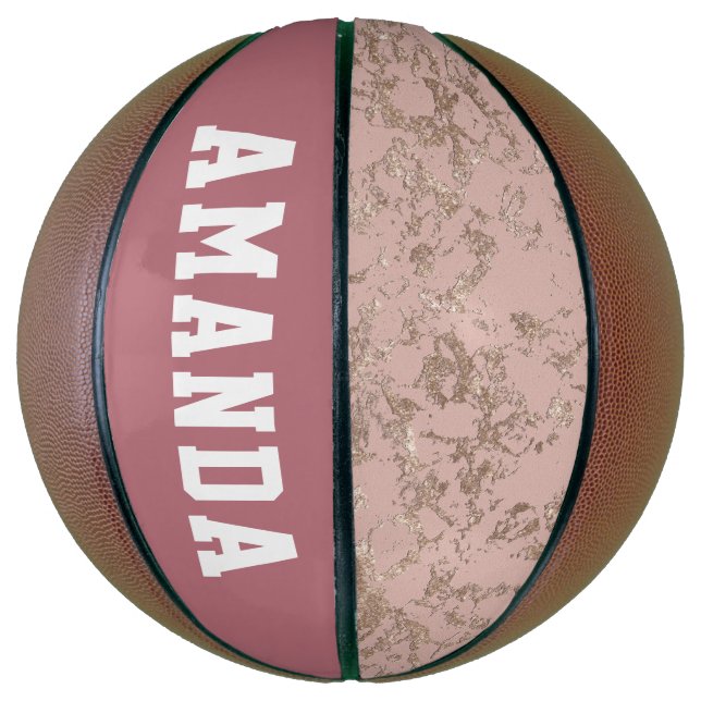 Personalized Modern Rose Gold Girl Basketball (Vertical)