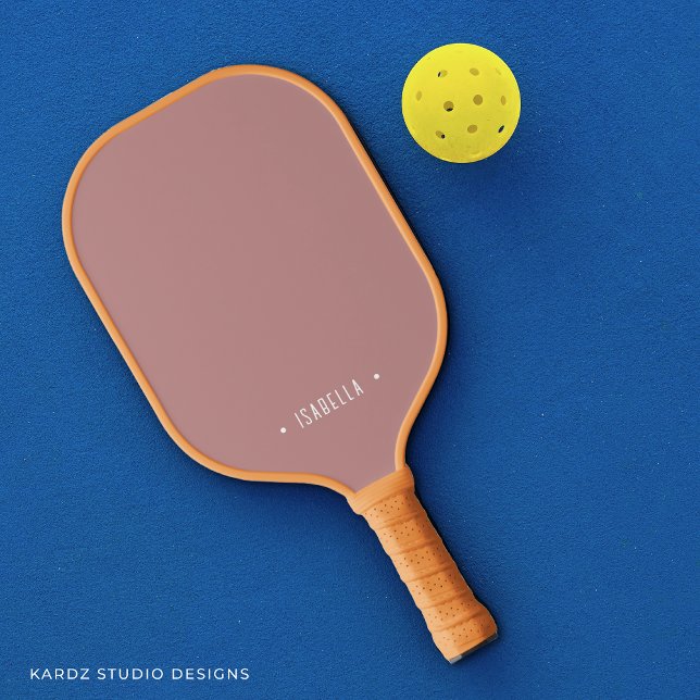 Personalized Modern Rosy Brown Pickleball Paddle (Solid color paddle, personalize with name in front and back.)
