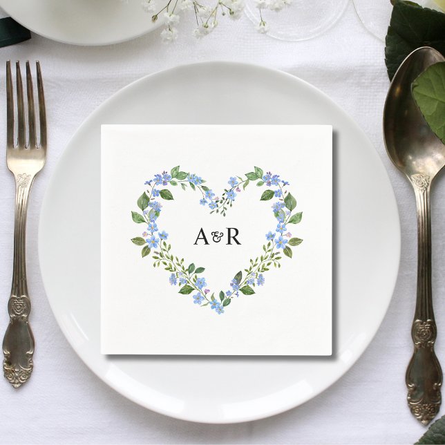 Personalized Modern Rustic Greenery Floral Wedding Napkins (Creator Uploaded)
