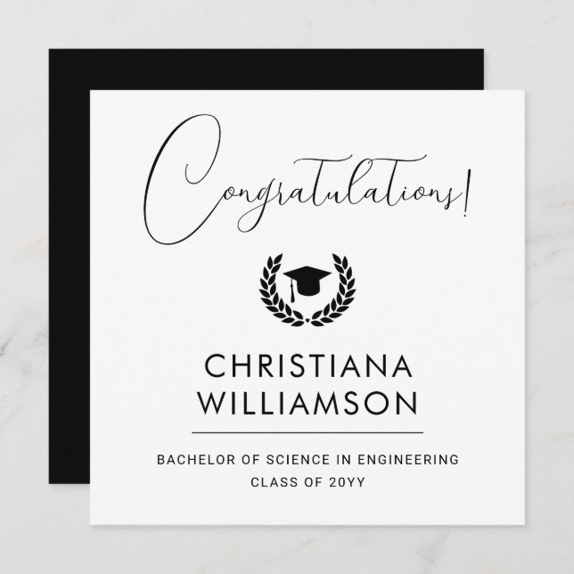 Personalized Modern School and College Graduation Card (Front/Back)