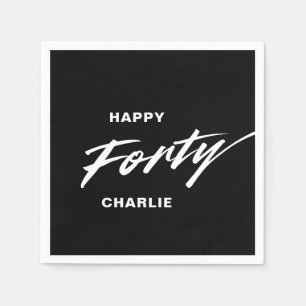 Personalized Modern Script 40th Birthday Napkins