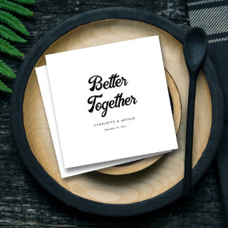 Personalized Modern Script Black & White Wedding