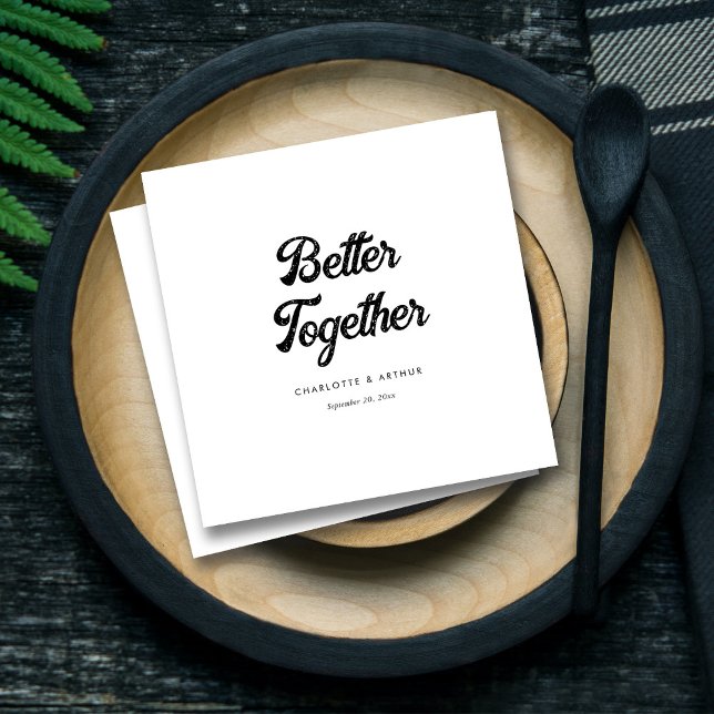 Personalized Modern Script Black & White Wedding Napkins (Personalized Modern Script Black & White Wedding Napkins)