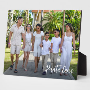 Personalized Modern script Family Vacation Photo Plaque