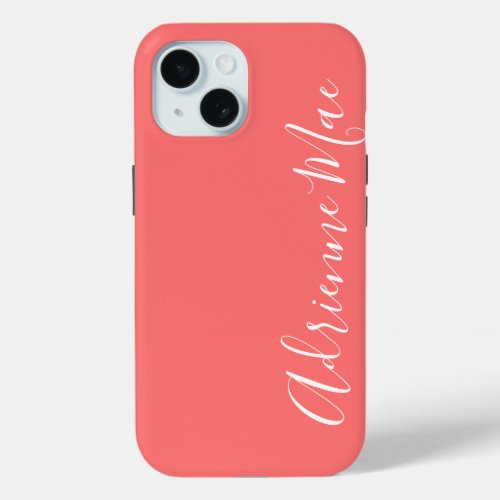 Personalized Modern Script Guava Pink iPhone 15 Case