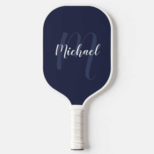 Personalized Modern Script Monogram and Name Pickleball Paddle (Front)