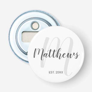Personalized Modern Script Monogram & Family Name Bottle Opener