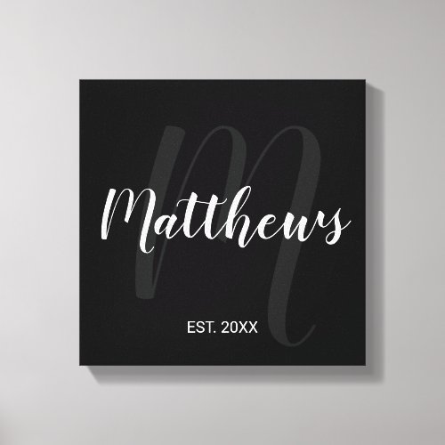 Personalized Modern Script Monogram & Family Name