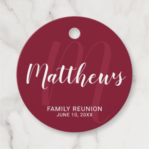 Personalized Modern Script Monogram & Family Name Favor Tags