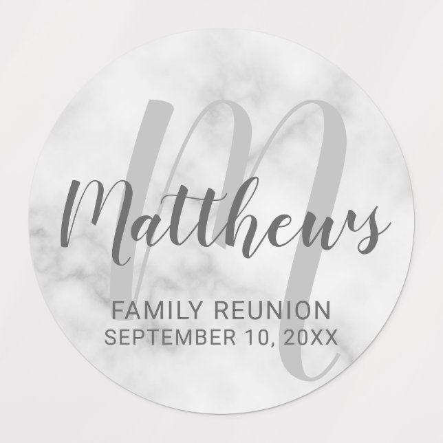 Personalized Modern Script Monogram & Family Name  Labels (Design 1)