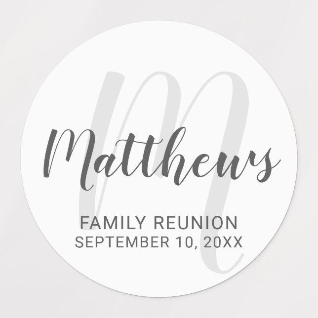 Personalized Modern Script Monogram & Family Name Labels (Design 1)