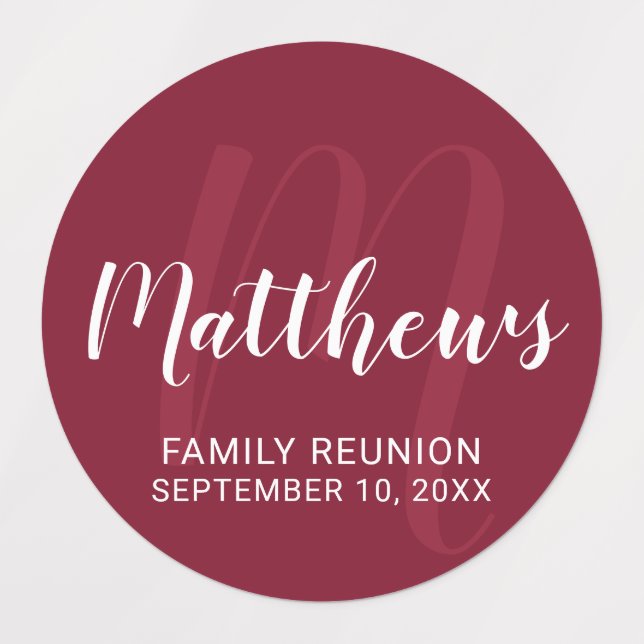 Personalized Modern Script Monogram & Family Name  Labels (Design 1)