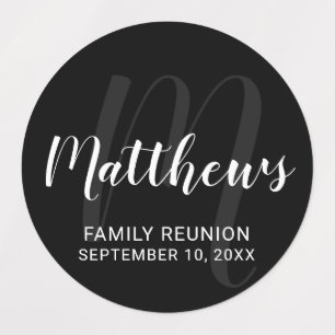 Personalized Modern Script Monogram & Family Name Labels