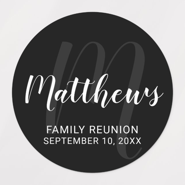 Personalized Modern Script Monogram & Family Name  Labels (Design 1)