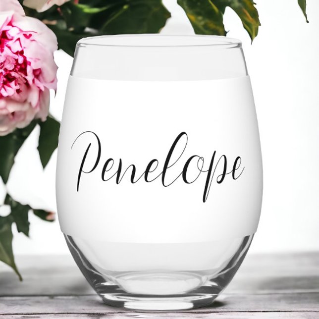 Personalized Modern Script  Stemless Wine Glass (Creator Uploaded)