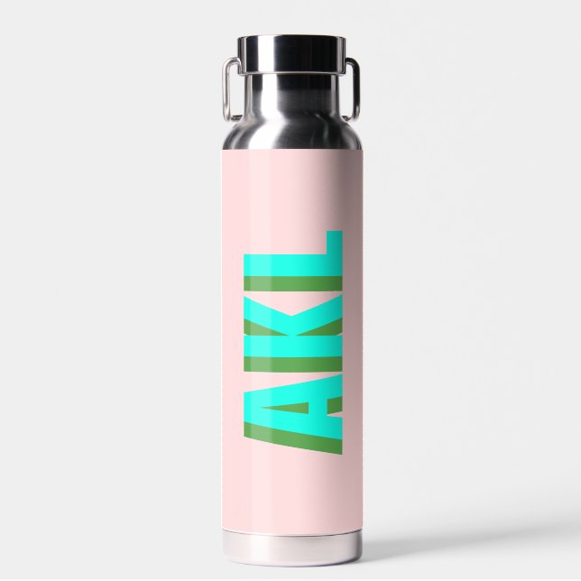 Personalized Modern Shadow Monogram Initials Water Bottle (Front)