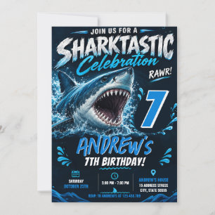 Personalized modern Sharkt Birthday Invitation