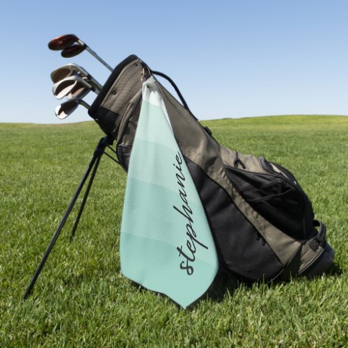 Personalized Modern Signature Aqua Color Block Golf Towel