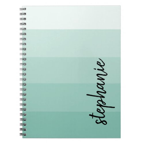 Personalized Modern Signature Color Block Aqua Notebook